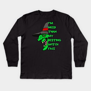 Nicer than my resting witch face Kids Long Sleeve T-Shirt